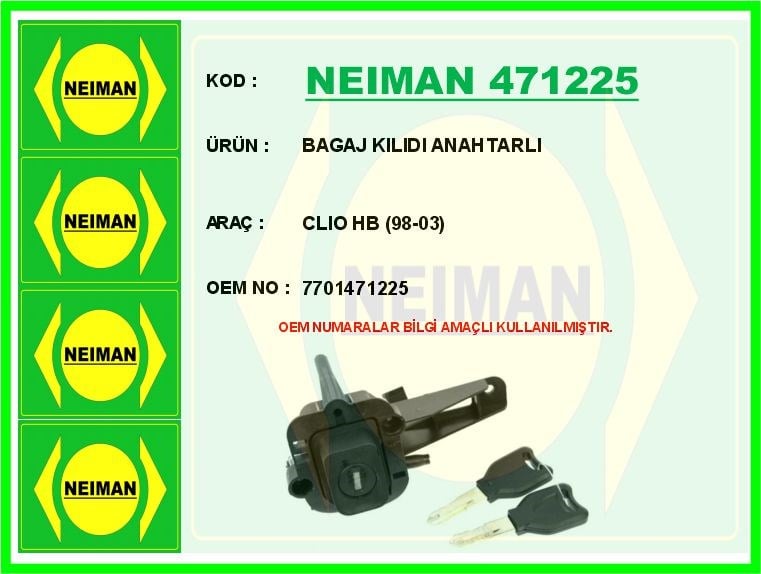 Renault Clio HB Bagaj Kilidi Anahtarlı BESCHER