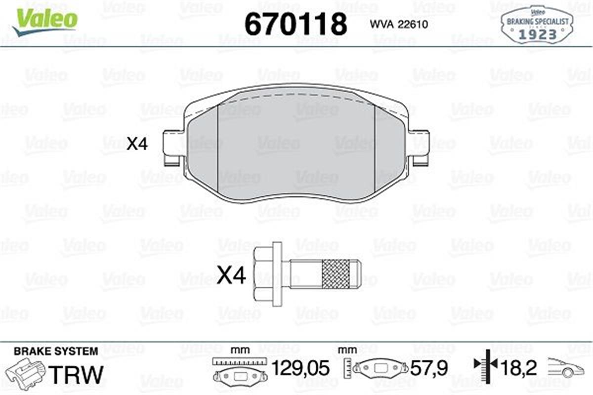 Renault Megane 4 (2015>) Ön Fren Balatası 410603407R-Wva22610-410605929R
