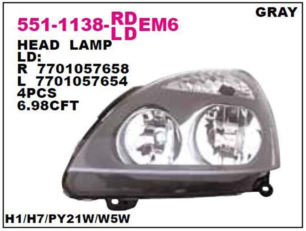 Renault Clio Sol Ön Far Depo (2005-2008) 7701057654