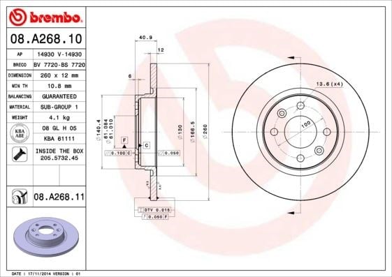 Renault Symbol Dacia Logan Sandero Ön Fren Diski BREMBO