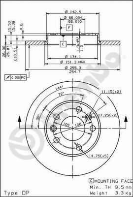 Renault Arka Standart Fren Diski BREMBO