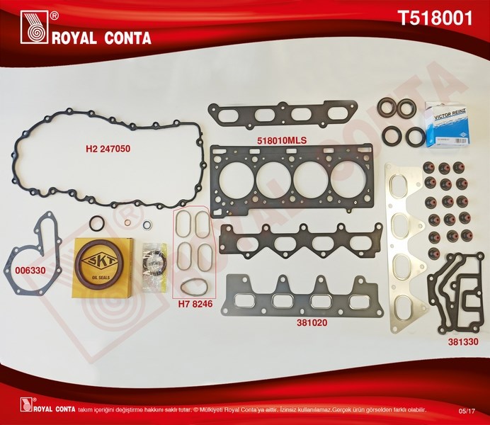 Renault Logan II Motor Takım Conta SKC'li 2.0 16V F4R SKT Keçeli ve Subap... ROYAL