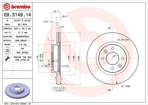 Renault Ön Fren Diski Standart BREMBO