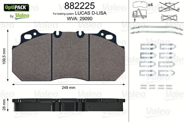 Renault Trucks Magnum Premium Disk Fren Balatası Optipack 22.5 Tekerlek İçin VALEO