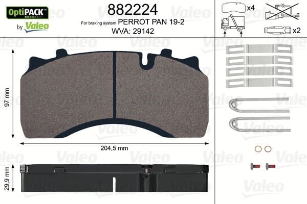 Renault Trucks Midlum Disk Fren Balatası Optipack Sensörlü 19.5 Tekerlek İçin VALEO