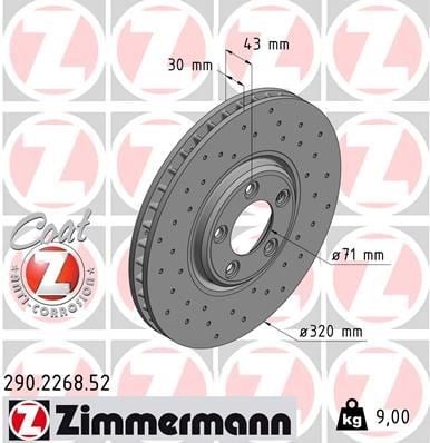 Jaguar S-Type Ön Fren Aynası Delikli 320 MM ZIMMERMANN