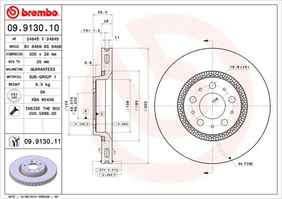 Volvo S60 Ön Fren Aynası Büyük Tip Delikli BREMBO