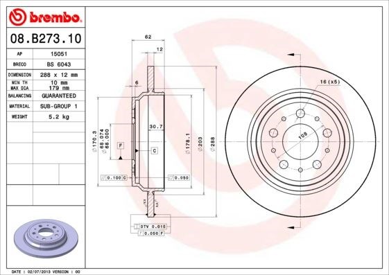 Volvo S60 S70 S80 XC70 Arka Fren Aynası BREMBO