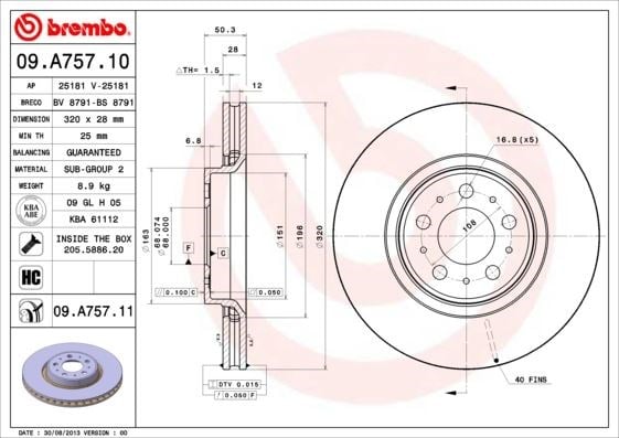 Volvo S60 S80 V70 XC70 Ön Fren Disk Aynası Havalı BREMBO