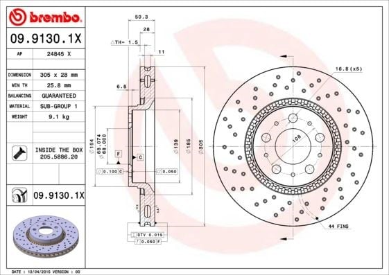Volvo S60 Ön Fren Aynası Büyük Tip Delikli BREMBO