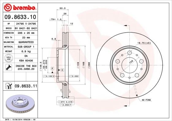 Volvo S60 Ön Fren Aynası Küçük Tip BREMBO