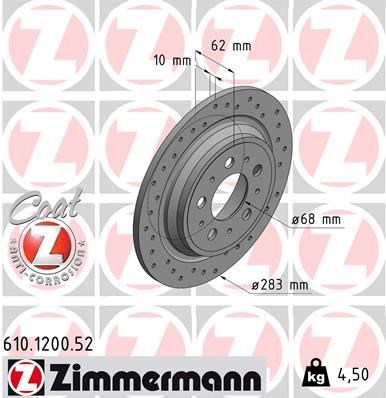 Volvo S70 Arka Fren Diski Delikli ZIMMERMANN