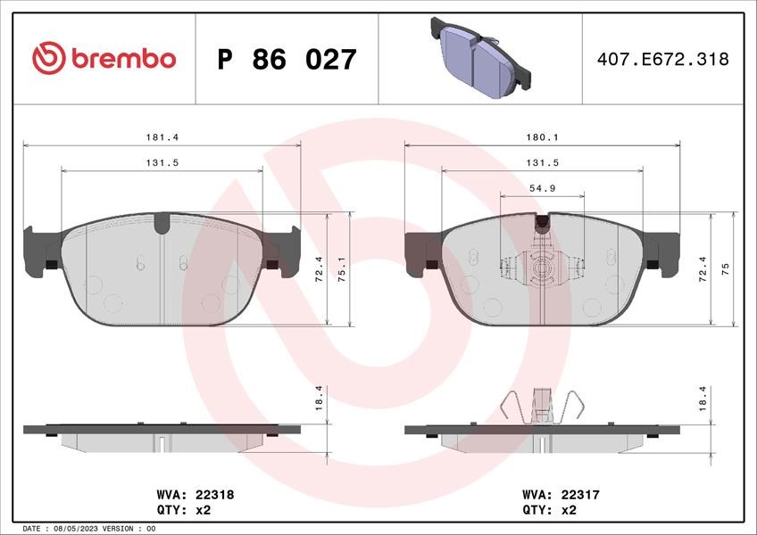 Volvo S90 Ön Fren Balatası BREMBO