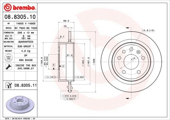 Saab Arka Fren Diski UV Kaplamalı BREMBO
