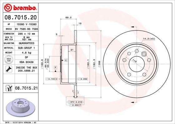 Saab Arka UV Kaplamalı Fren Diski BREMBO