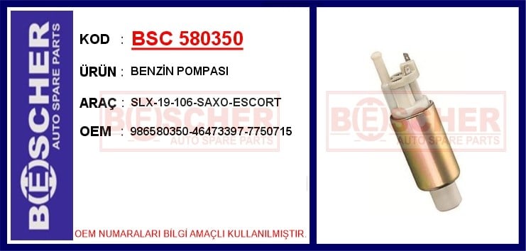 Tofaş Şahin Doğan Kartal Peugeot 106 Citroen Saxo Ford Escort Benzin Pompası BESCHER