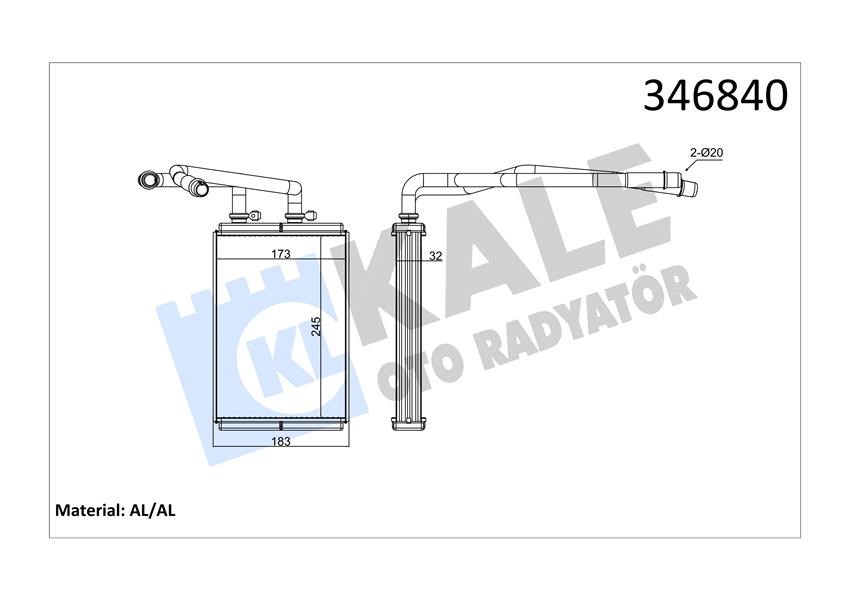 Fiat Scudo Kalorifer Radyatörü KALE-RADYATOR