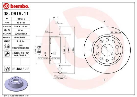 Skoda Octavia III Arka Fren Diski BREMBO