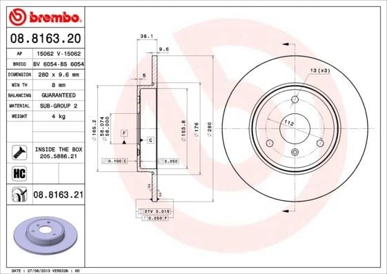 Smart Ön Fren Diski Standard BREMBO
