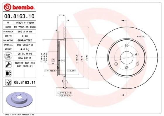 Smart Ön Fren Diski UV Kaplamalı BREMBO