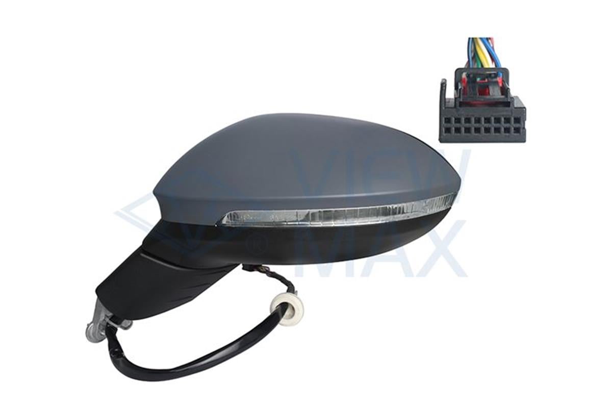 Sol Ayna Komple Genıs Acılı Ayak Lambalı Astarlı Kapak Vw Golf 11Pın