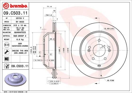 Kia Sorento Arka Fren Diski Hava Kanallı Kaplamalı BREMBO