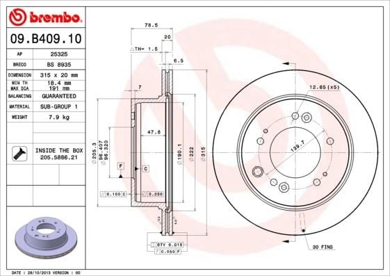Kia Sorento Arka Fren Diski [Havalı, 315 Çap, 5 Bijon] BREMBO
