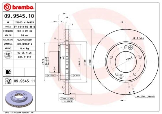 Kia Sorento Ön Fren Diski Hava Kanallı BREMBO