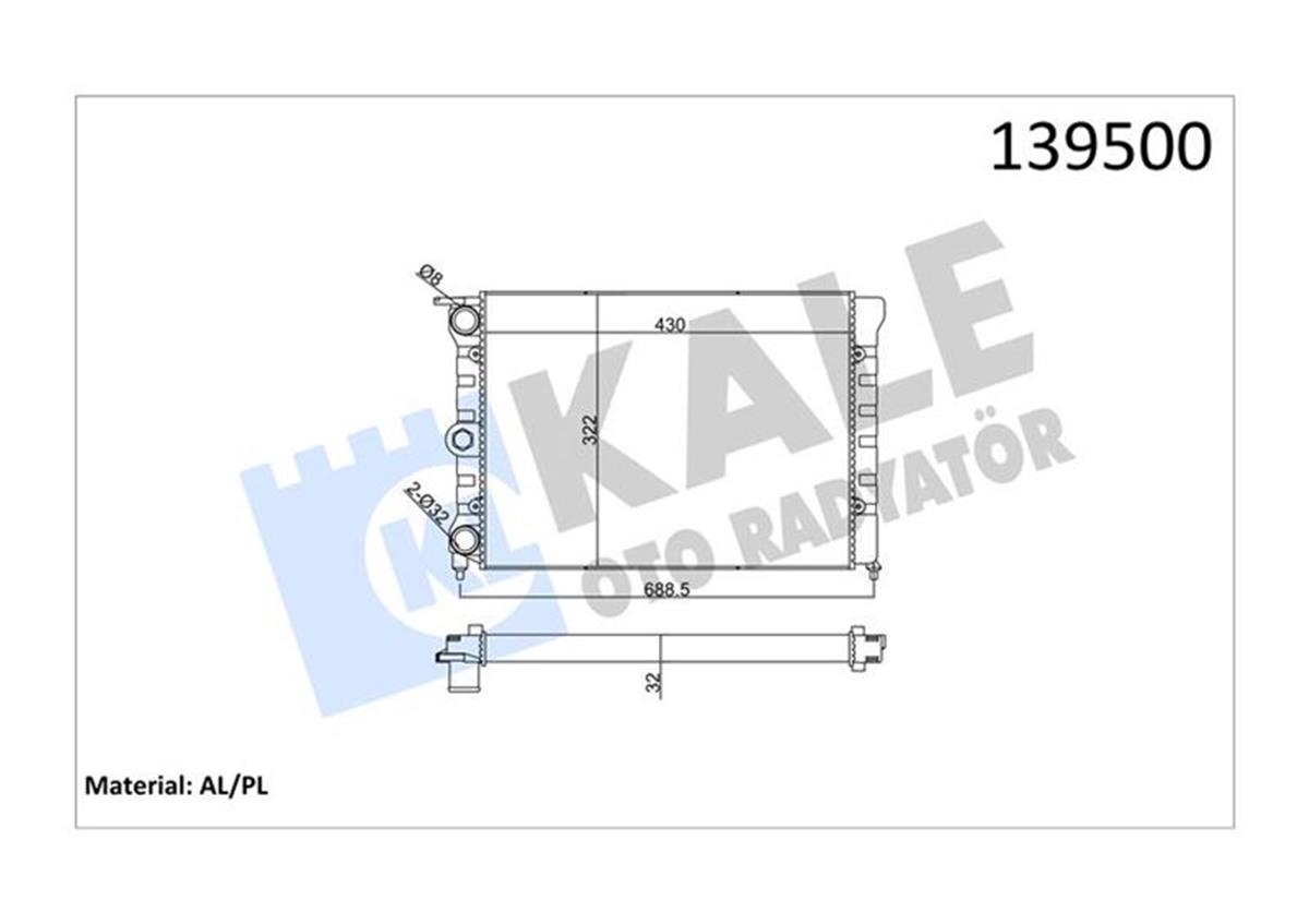 Su Radyatörü 2 Sıra Al Pl Golf-Jetta-Polo-Passat