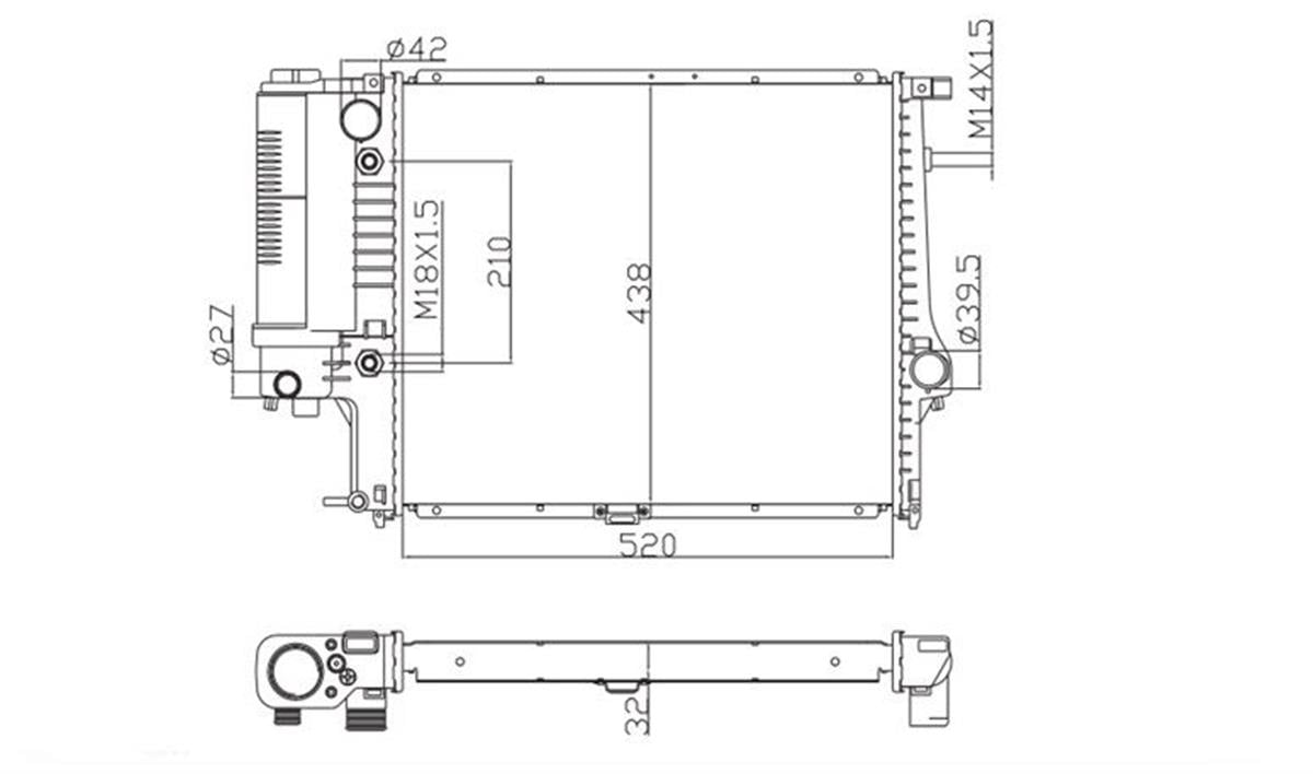 Su Radyatoru 32 Mm  Bmw E34 /  520-525İ / M20-M50 Otomatık 1990-1995