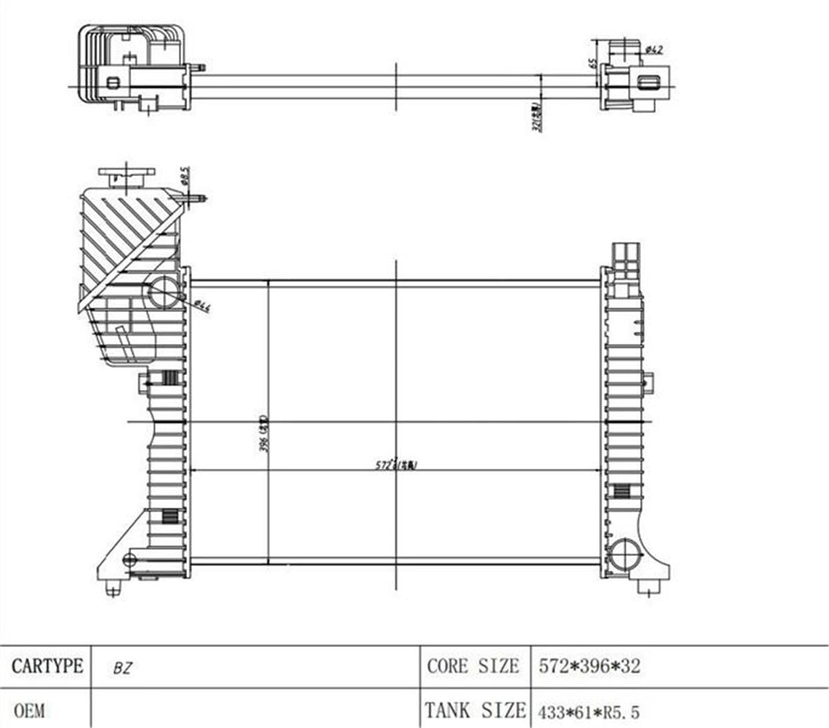 SU RADYATORU 34MM MERCEDES-BENZ  SPRINTER 214|208D|314|308|414 95-06 NAC MT
