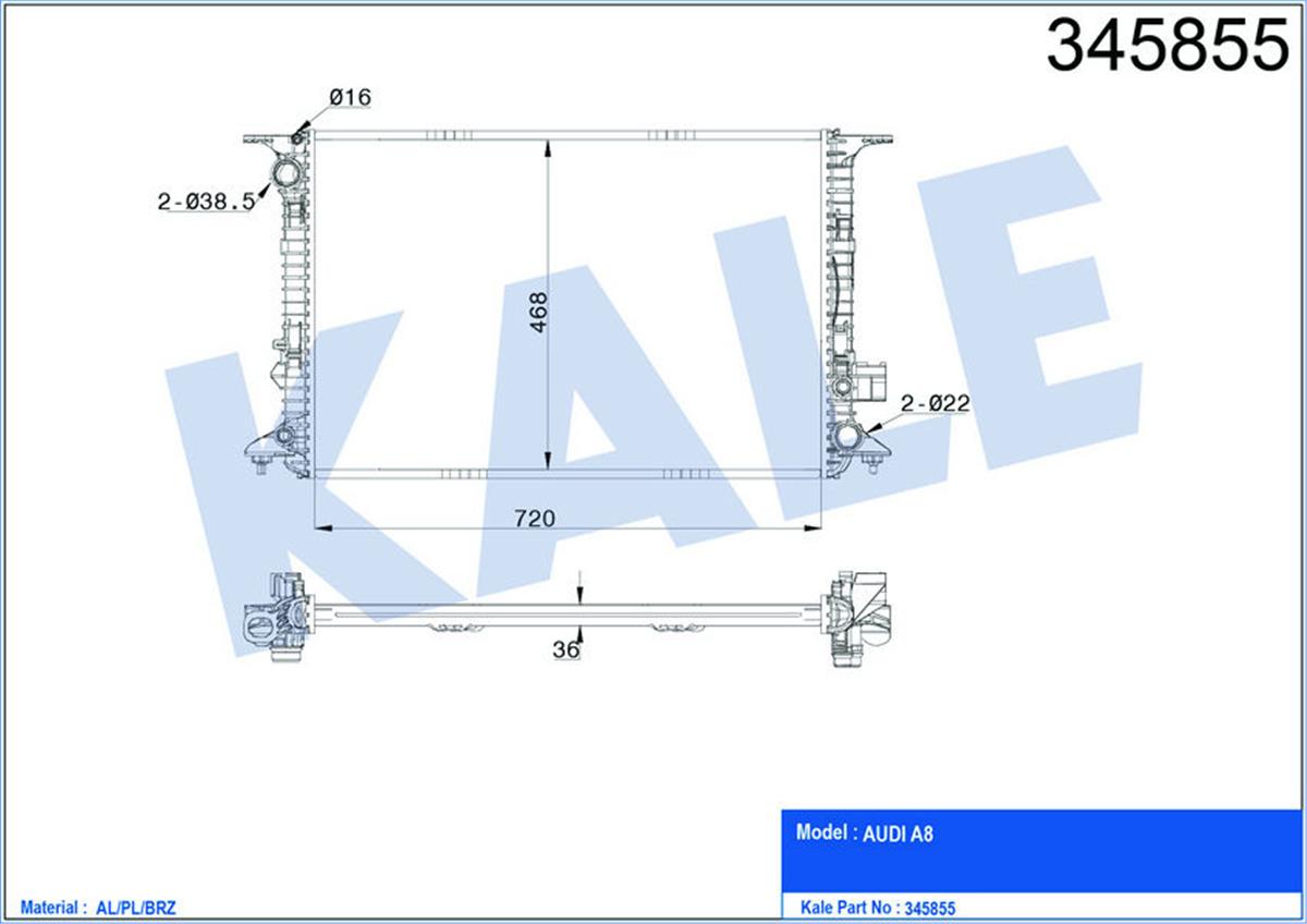 Su Radyatörü A8 2.0-2.5-3.0 11 Ac /- Mek Otom Al/Pl/Brz