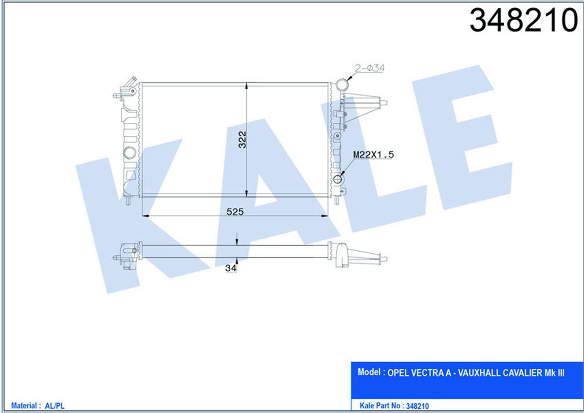 Su Radyatörü Al/Mknk Vectra A 88 1.6-1.8-Vauxhall Cavalıer Mk Iıı Mt