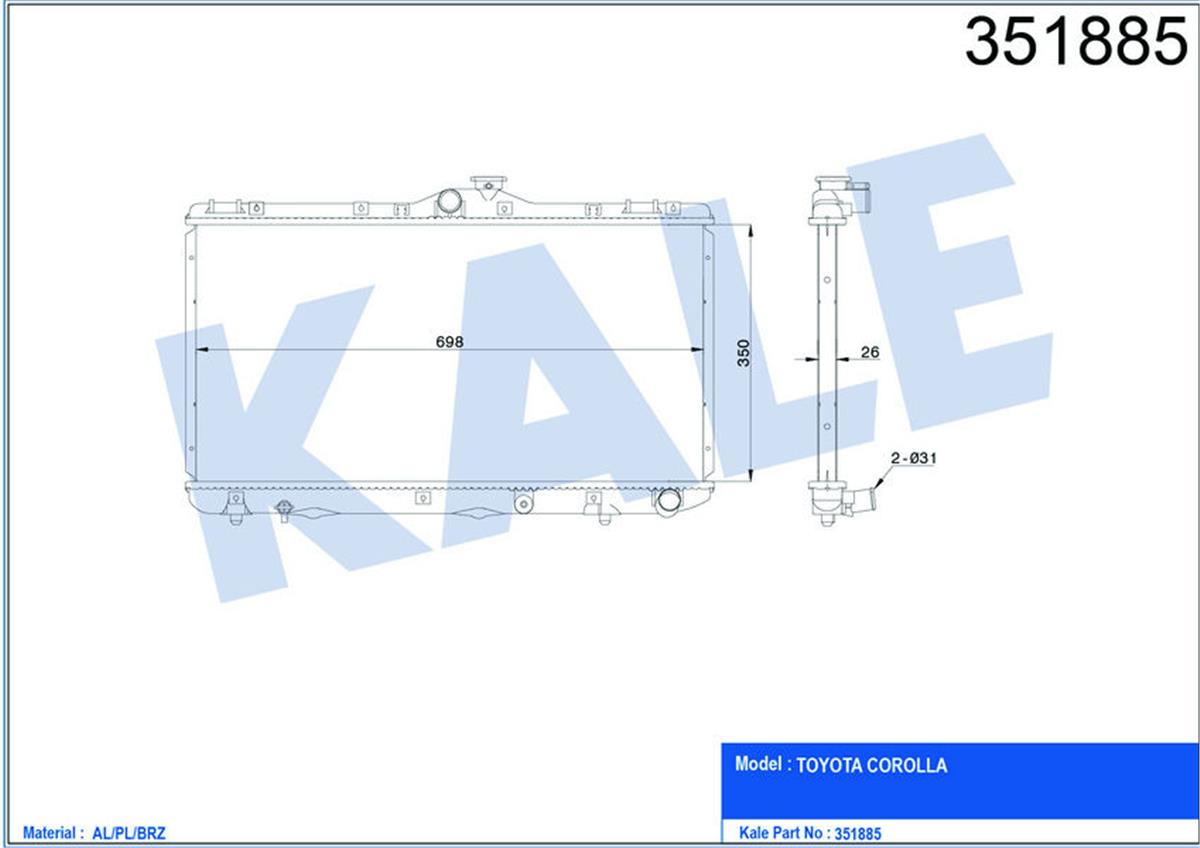Su Radyatörü Al/Pl/Brz Corolla 2.0D 92 99
