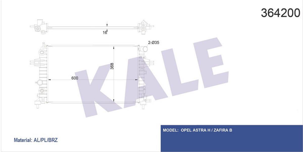 Su Radyatörü Astra H-Zafıra B Al/Pl/Brz 600X385x16
