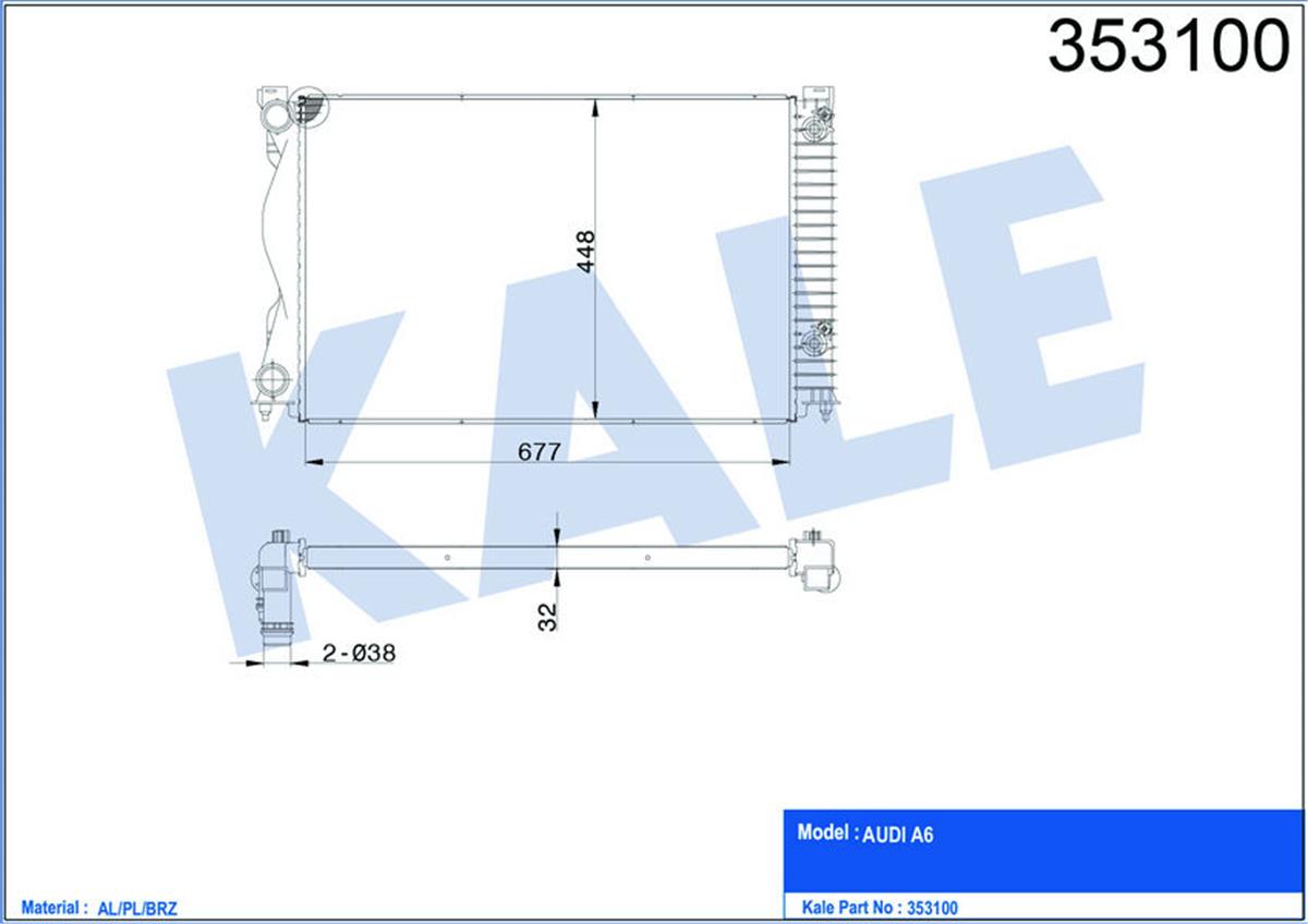 Su Radyatörü Audi A6 2.0Tfsı-2.0Tdı 05-11 Otomatik 677X448x32 Al-Pl-Brz