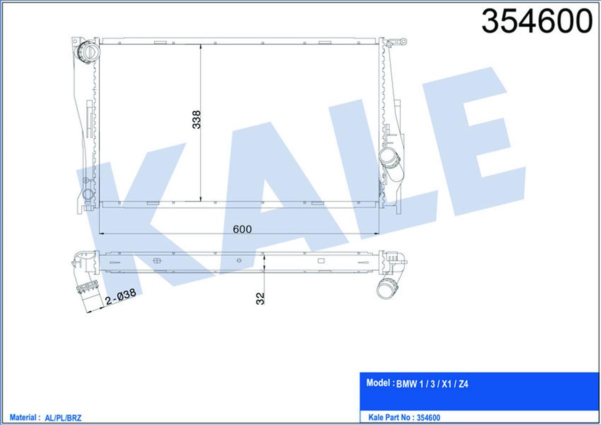 Su Radyatörü Bmw 1-Serisi E87 - E88 - E90 3-Serisi E91 - E92 - E93 -Z4 E89 Al-Pl