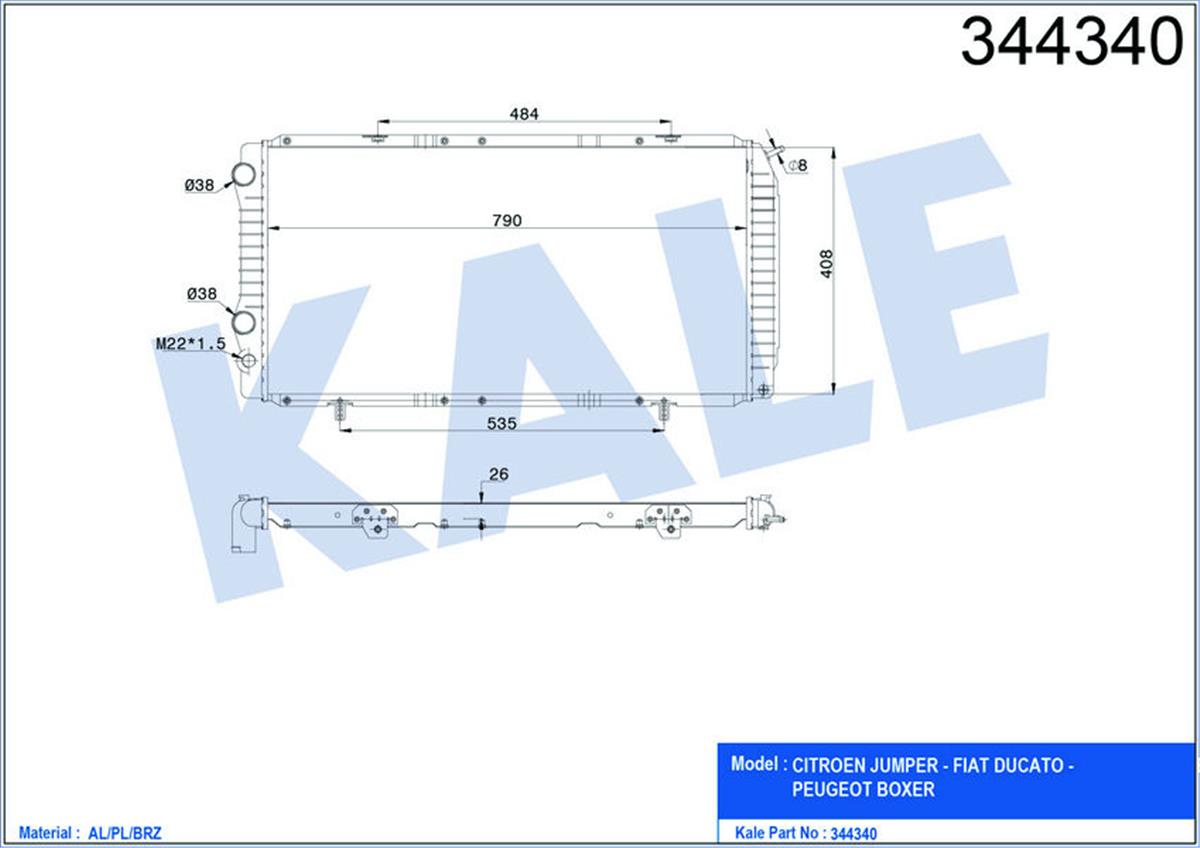 Su Radyatörü Boxer-Ducato-Jumper 97-02 1.9D-2.5D-2.8Hdı Ac Mek 790X415x34