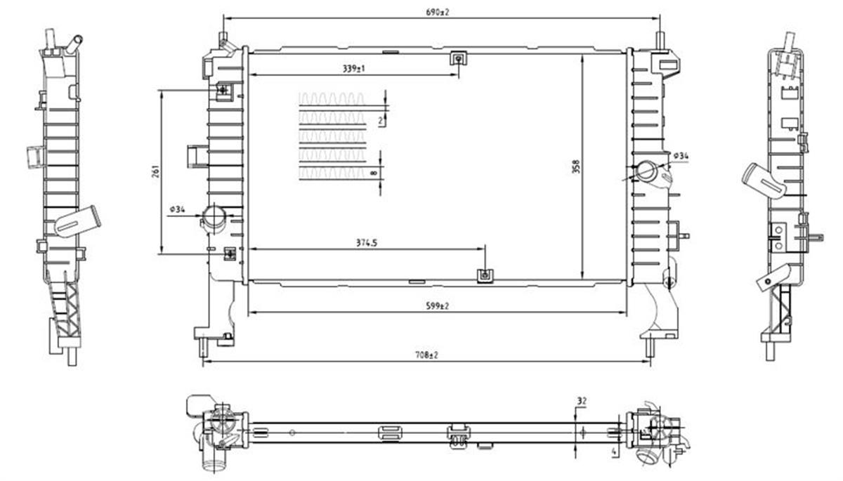 SU RADYATORU BRAZING 32MM OPEL  MERIVA A  1.3CDTI  1.7CDTI  03-10