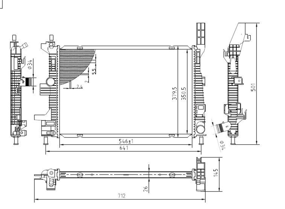 Su Radyatoru Brazıng Ford: Focus/Cmax/Kuga/Connect 1.5/1.6 Dızel  11-18
