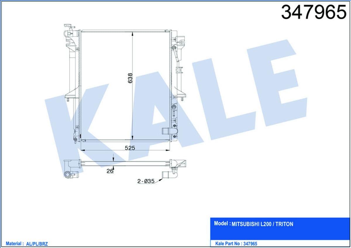 Su Radyatörü Brazing L200 07 Mek. 525X638x26