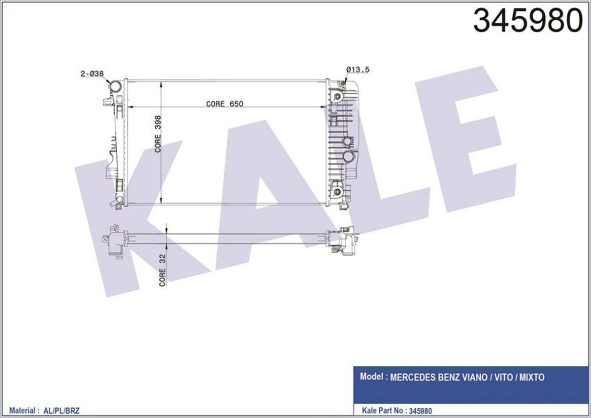 Su Radyatörü Brazing Mb Vıano W639 03 Otom 650X388x32