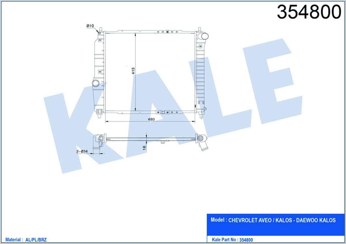 Su Radyatörü Chevrolet Kalos-Aveo Al/Pl/Brz 480X418x16