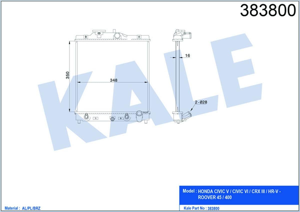 Su Radyatörü Cıviç  Iv-V Al/Pl/Brz 350X348x26