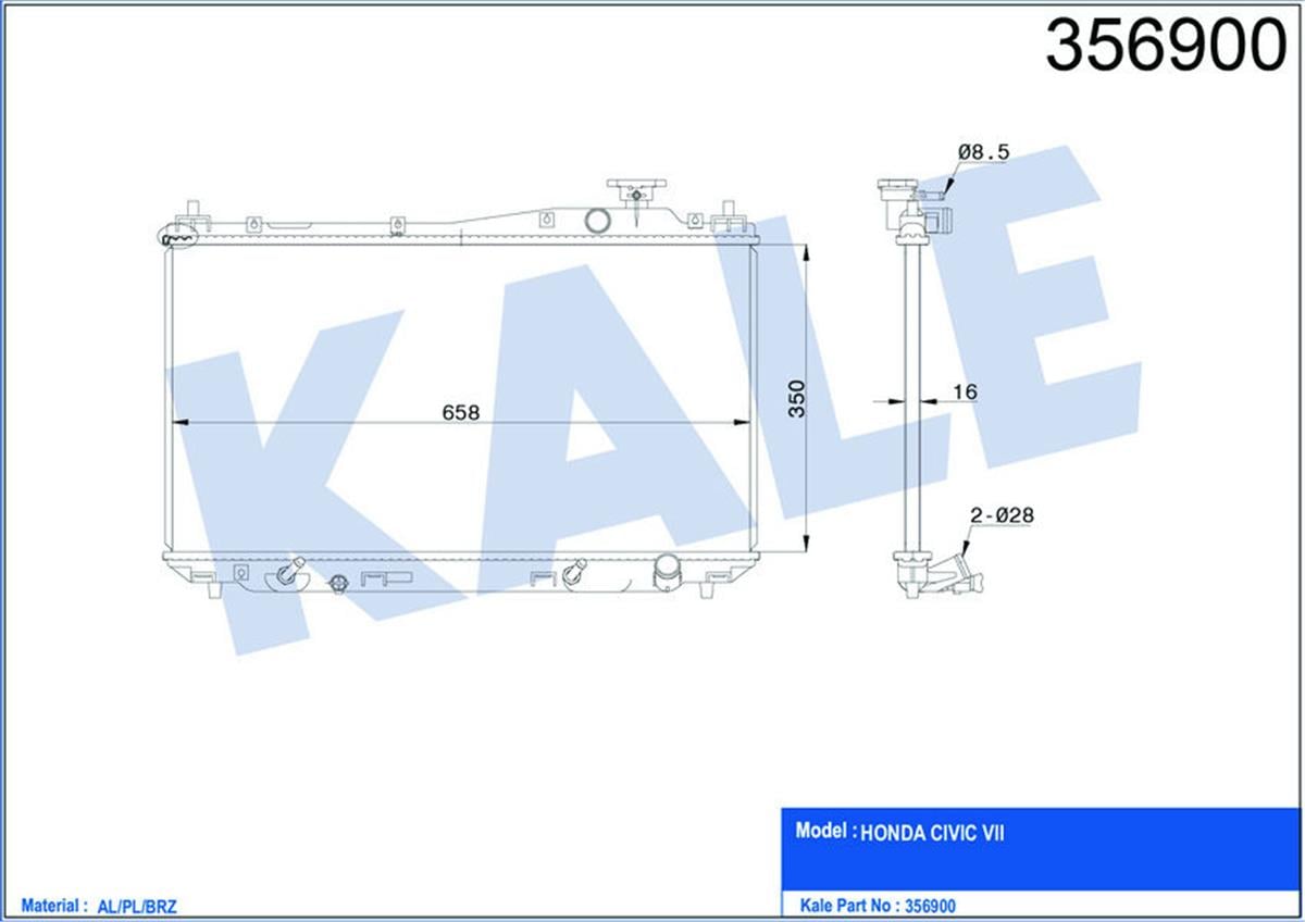 Su Radyatörü Cıviç  Vıı Otomatik Al/Pl/Brz 350X658x16
