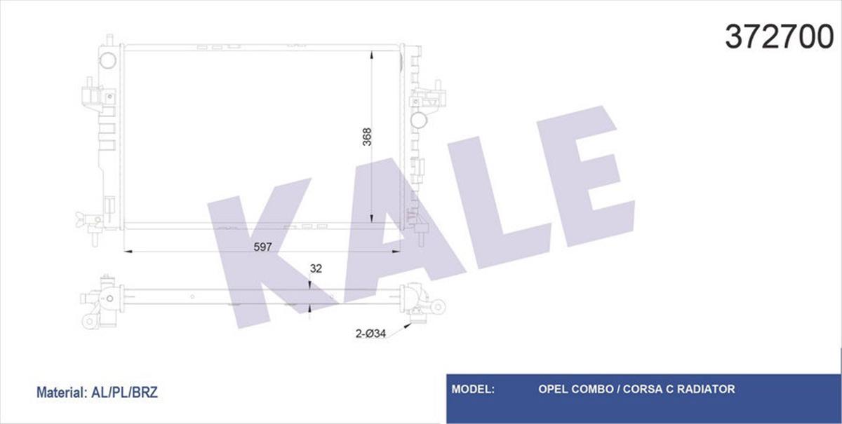 Su Radyatörü Combo-Corsa C Al/Pl/Brz 598X369x32
