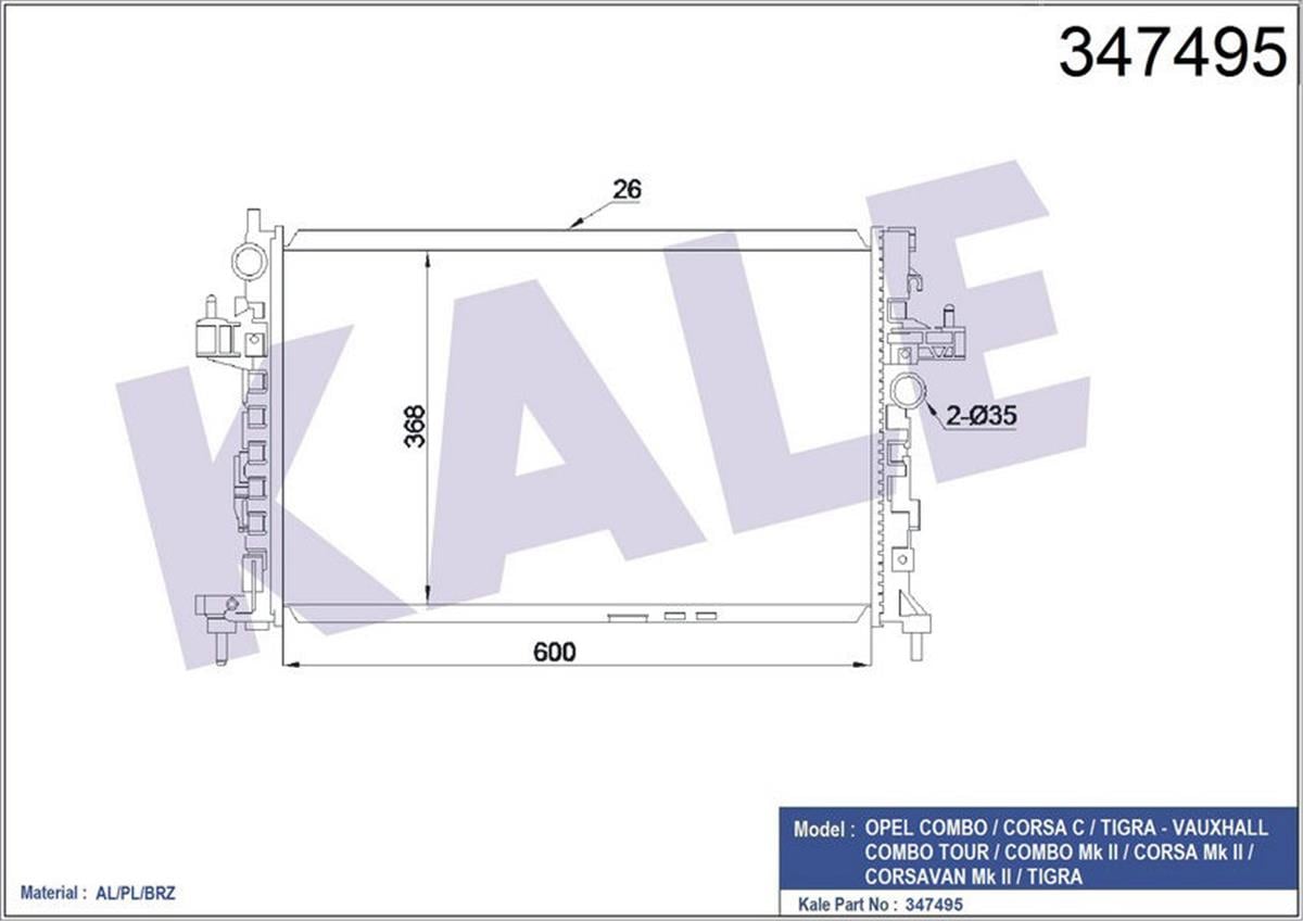 Su Radyatörü Corsa C-Combo-Tıgra 1.3 Cdtı-1.7 Cdtı Ac Mek 600X350x24