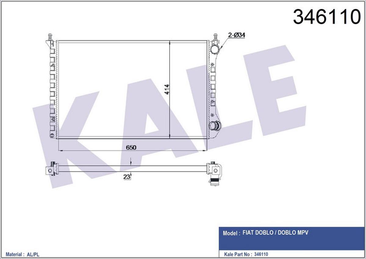 Su Radyatörü Doblo-Doblo Cargo 1.4 10/05 1.6-1.9D 01 Mek Ac Al/Pl/Brz