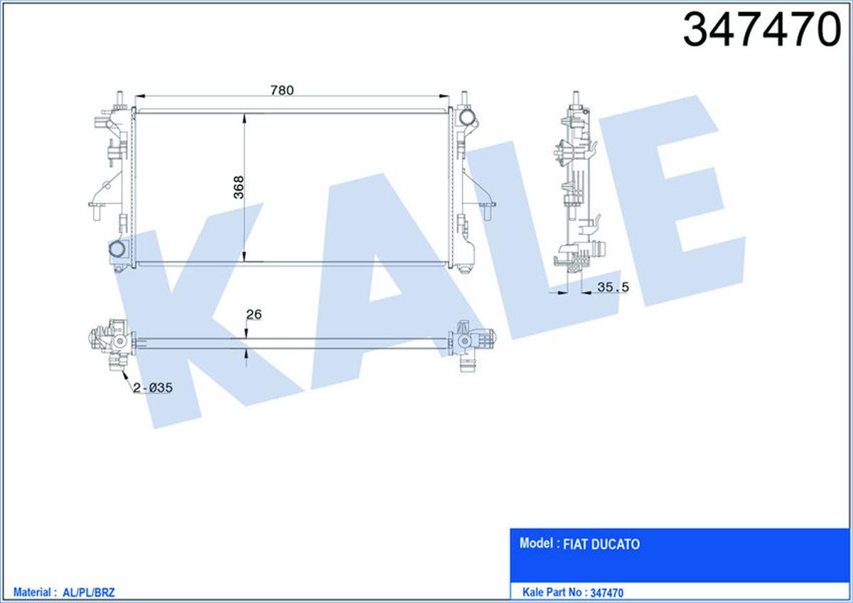 Su Radyatörü Ducato-Boxer-Jumper 2.2 Hdi 06 Klimasız Mek 1 Sıra Alb Sistem Al/Pl
