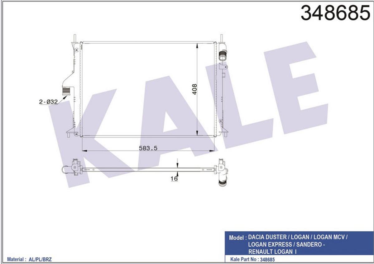 Su Radyatörü Duster-Logan 05 -Logan Mcv-Logan Express-Sandero 08 - Lada Largus M